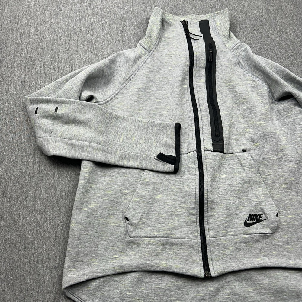 Nike Tech Fleece Moto Cape Full Zip‎ Jacket Womens Medium Gray Yellow